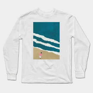 Minimalist Beach, Illustration, Scandi, Nordic Wall Art Long Sleeve T-Shirt